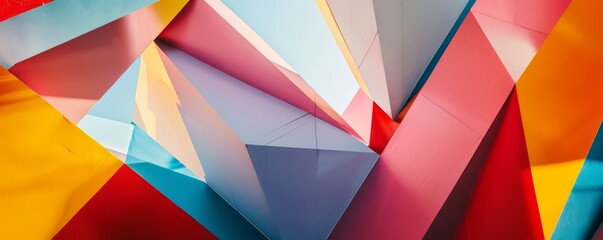 Brightly colored abstract geometric forms, 4K hyperrealistic photo