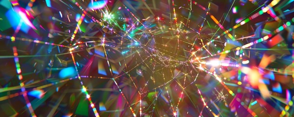 Holo geometric web with rainbow reflections, 4K hyperrealistic photo