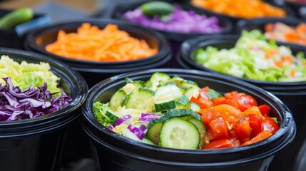 A colorful salad bowl with vibrant vegetables, a healthy food option, and a food festival.