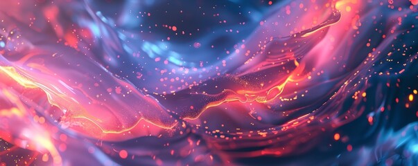 Wall Mural - Neon bright fluid dynamics with glowing highlights, 4K hyperrealistic photo