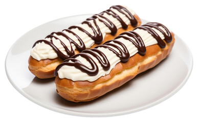 Sticker - PNG Eclairs dessert pastry plate.