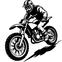 A bike rider riding motorcycle vector art coloring page silhouette