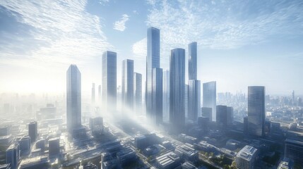 Wall Mural - futuristic city with skyscrapers backgrounds