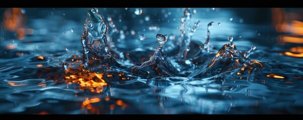 Reflective liquid 3D polygon with fluid facets, 4K hyperrealistic photo