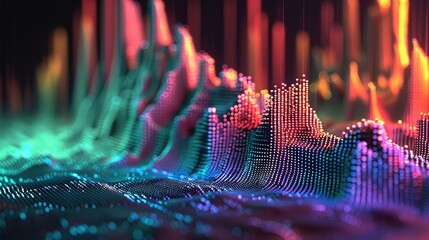 Poster - Digital analytics 3d graph with columns color depth music equalizer abstract colorful. Generative AI.