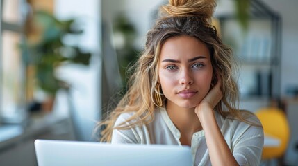 Canvas Print - Business woman, Workplace Mental Health and Burnout, Understanding the causes of burnout and promoting mental well being in professional environments. Generative AI.