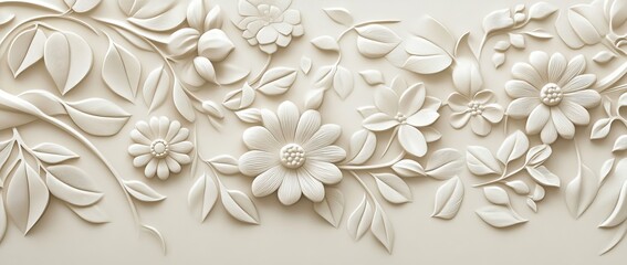 Sticker - It features many flowers and leaves in a white floral design