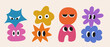 © Nastya - Set of abstract basic shape with big eye. Hand drawn trendy flat style. Collection character stickers. Faces with various comic emotions on isolated background