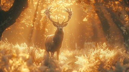 Poster - Majestic Deer in Golden Forest