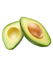 Wall Mural - Green avocado half with visible seed isolated on transparent background

