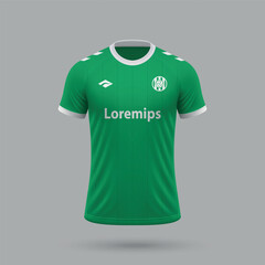 Canvas Print - 3d realistic soccer jersey in Saint-Etienne style, football shirt template 2024