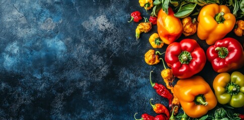 Peppers with colorful backgrounds, bell peppers, jalapenos, chili peppers, spicy peppers