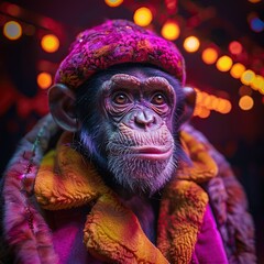 Wall Mural - Chimpanzee in a Colorful Costume