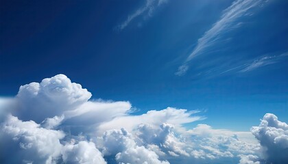 air clouds against blue sky. flight over the clouds. 