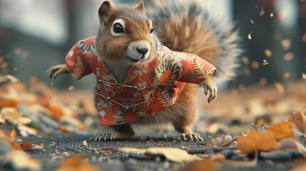 Poster - Squirrel in a Kimono