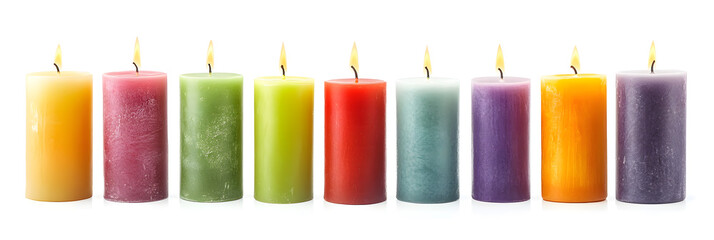 Wall Mural - Set of different color candles with a rough texture for a modern interior