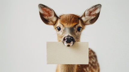 Sticker - Fawn Holding a Blank Sign