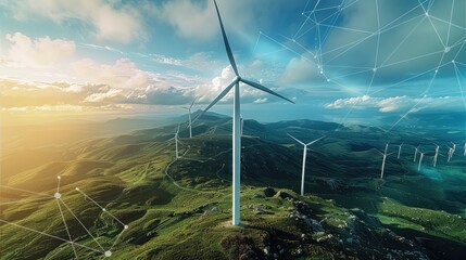 Aufkleber - Redefining energy for the future. wind turbine. taken from an elevated position. Generative AI.