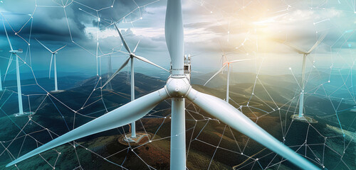 Aufkleber - Redefining energy for the future. wind turbine. taken from an elevated position. Generative AI.
