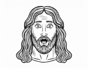 Wall Mural - Portrait of Jesus with Shocked Expression Detailed Headshot Capturing Emotional Depth