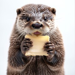 Wall Mural - Otter Enjoying A Tasty Treat