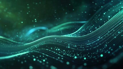 Wall Mural - a looping 2d animation of pulsating blue and green waves of light moving rhythmically across the scr