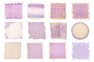 Poster - PNG Vintage purple ripped paper element set, transparent background