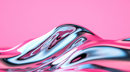 Sticker - Macro shot of liquid waves with pearlescent pink and silver tones flowing harmoniously 