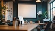 © Media Srock - Cozy Workspace with Projector Screen and Indoor Plants