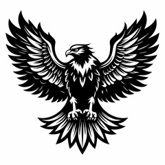 Wall Mural - Eagle silhouette vector illustration, bird icon tattoo