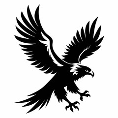 Poster - Eagle silhouette vector illustration, bird icon tattoo