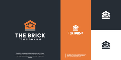 stone wall , construction worker , abstract house building , design vector template.