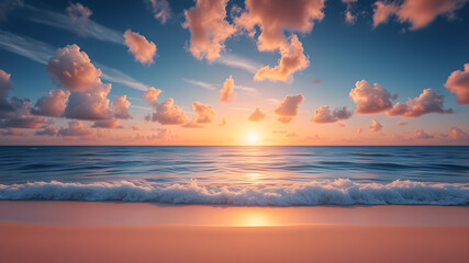 Wall Mural - summer closeup sunset sea sky landscape. colorful ocean beach sunrise. beautiful beach reflections c