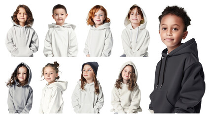 Poster - PNG cool kids wearing hoodies element set, transparent background