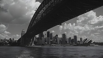 Wall Mural - 26. **Show the Sydney Harbour Bridge arching over the harbor with the city skyline in the background.**