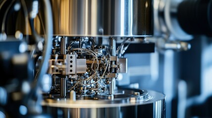 Wall Mural - Close-up view of intricate machinery components during a manufacturing process in a high-tech facility