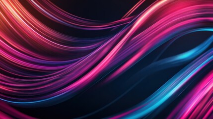 Poster - neon-colored abstract lines intersecting in a dark background, a futuristic atmosphere