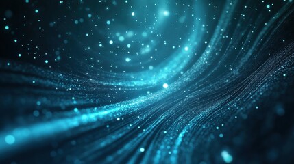 Wall Mural - seamless particle loop with shimmering, star-like elements moving in a rhythmic flow, providing a vi