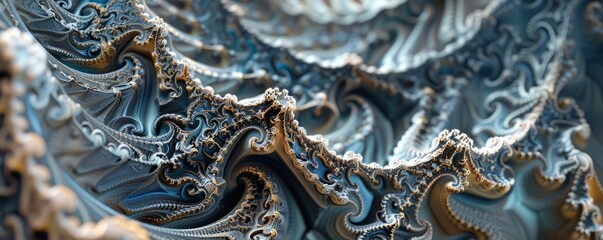 Wall Mural - 3D fractal patterns with intricate details, 4K hyperrealistic photo