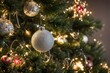 © Toseef - A close up of a decorated christmas tree with glowing ornaments tinsel and sparkling lights, Ai Generated