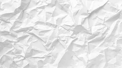 Closeup view of white crumpled paper texture, showcasing intricate wrinkles folds, perfect for backgrounds in graphic design, art projects, or any creative work needing a unique and tactile appearance