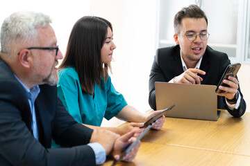 Wall Mural - Group of Medical Team and Business People Meeting in Hospital and Office Conference Room