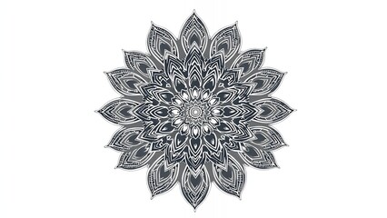 Intricate black and white mandala design.