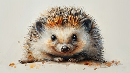 Sticker - Cute Hedgehog Watercolor Painting