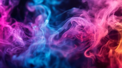 Aufkleber - A close-up of vibrant, neon-colored smoke with sharp contrasts and intricate patterns, creating a high-impact visual effect against a dark or black background.