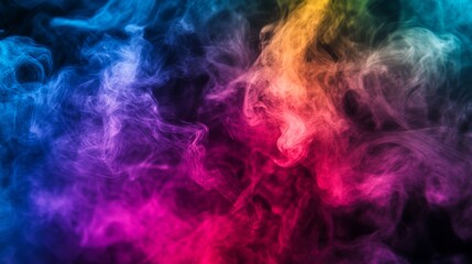 Aufkleber - A close-up of vibrant, neon-colored smoke with sharp contrasts and intricate patterns, creating a high-impact visual effect against a dark or black background.