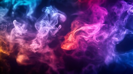 Aufkleber - A close-up of vibrant, neon-colored smoke with sharp contrasts and intricate patterns, creating a high-impact visual effect against a dark or black background.