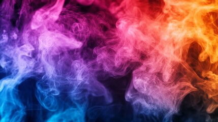 Aufkleber - A close-up of vibrant, neon-colored smoke with sharp contrasts and intricate patterns, creating a high-impact visual effect against a dark or black background.