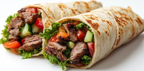 Two Grilled Meat and Veggie Tortillas