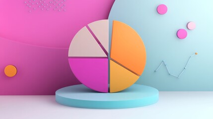 Aufkleber - A creative pie chart design with animated segments and dynamic colors, set against a clean, modern background for visual impact.